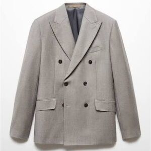 Mango Men's Double-Breasted Wool Blazer